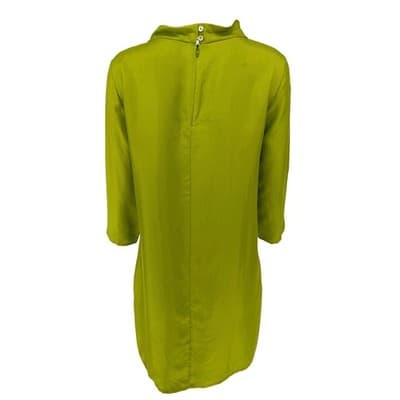 Massimo Alba Silk Shift Dress L Chartreuse Pea Green Hand Painted Snake Tunic - Thumbnail 5