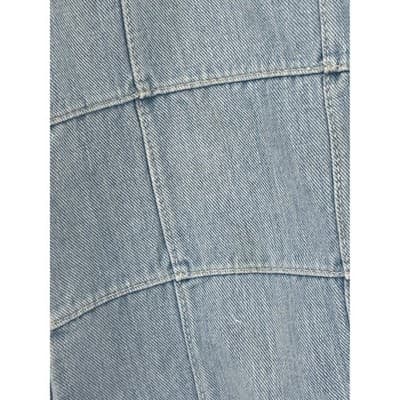 Y2K Patchwork Grid Denim Jeans Mid Rise Flare Raw Hem 26 27 Vintage - Thumbnail 7