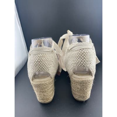Boden Suede Lace Up Espadrille Wedges Beige Tan Ankle Tie Spain EU 39 US 8.5 9 - Thumbnail 8
