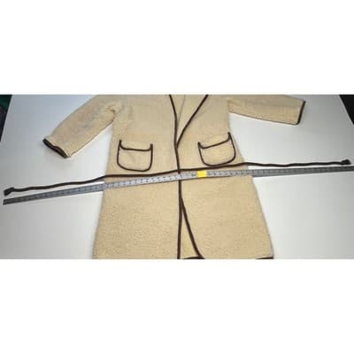Vintage 70s Wool Sherpa Teddy Coat Oversized Unisex Scandi Cream Brown Woolmark - Thumbnail 14