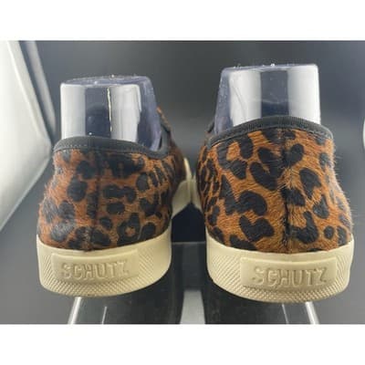Schutz Leopard Pony Hair Slip On Sneakers Platform Sole 8.5 - Thumbnail 8