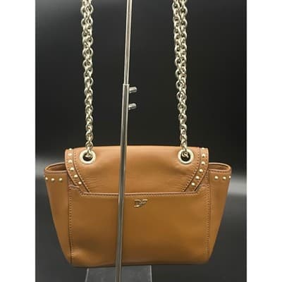 Diane von Furstenberg Highline Chain Bag Tan Leather Studded Shoulder Crossbody - Thumbnail 4