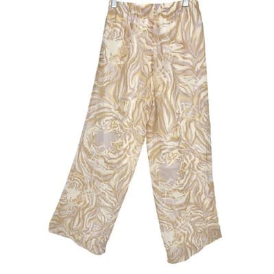 See by Chloé Silk Tiger Print Wide Leg Cropped Pants Sheer Overlay Elastic SZ 34 - Thumbnail 4