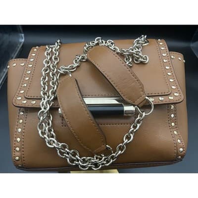 Diane von Furstenberg Highline Chain Bag Tan Leather Studded Shoulder Crossbody - Thumbnail 6
