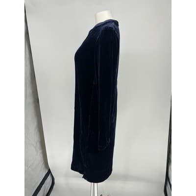 Sundance Velvet Pleated V Neck Long Sleeve Tunic Dress Navy Blue XS Enchantment - Thumbnail 3