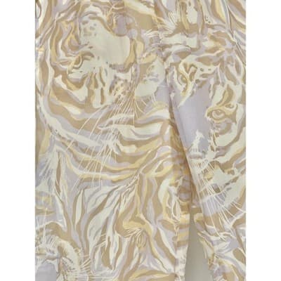 See by Chloé Silk Tiger Print Wide Leg Cropped Pants Sheer Overlay Elastic SZ 34 - Thumbnail 2