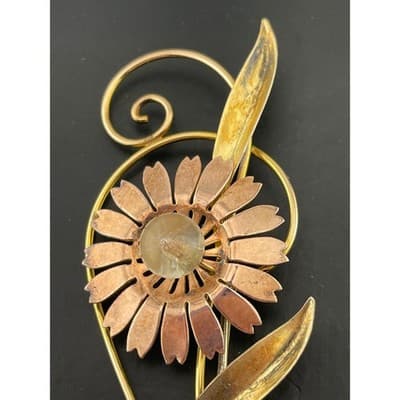 Van Dell Sterling & 12K Gold Filled Floral Spray Brooch 1940s Vintage retro era - Thumbnail 2