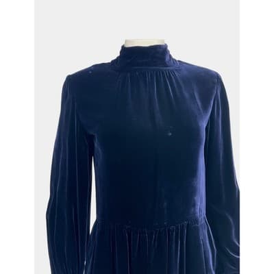 Yves Saint Laurent Silk Velvet Evening Dress Vintage YSL Rive Gauche 70s couture - Thumbnail 7