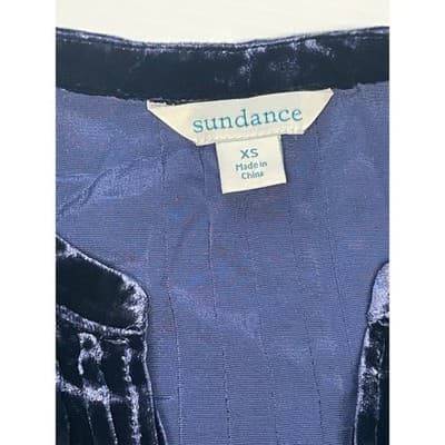Sundance Velvet Pleated V Neck Long Sleeve Tunic Dress Navy Blue XS Enchantment - Thumbnail 8