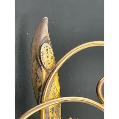 Van Dell Sterling & 12K Gold Filled Floral Spray Brooch 1940s Vintage retro era - Thumbnail 8