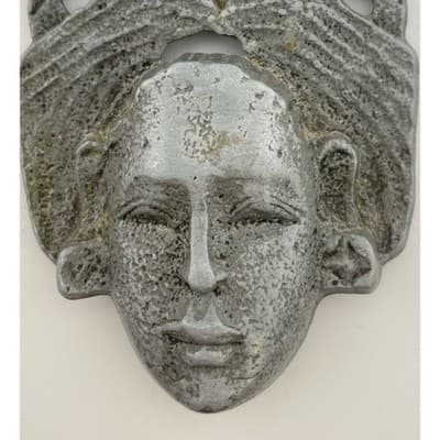Art Nouveau Maiden Mask Cast Metal Furniture Mount Figural Architectural Salvage - Thumbnail 4