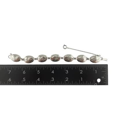 Vintage Bond Boyd Sterling Silver Etched Oval Panel Link Bracelet 7" Mid Century - Thumbnail 12