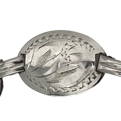 Vintage Bond Boyd Sterling Silver Etched Oval Panel Link Bracelet 7" Mid Century - Thumbnail 2