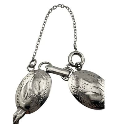Vintage Bond Boyd Sterling Silver Etched Oval Panel Link Bracelet 7" Mid Century - Thumbnail 3