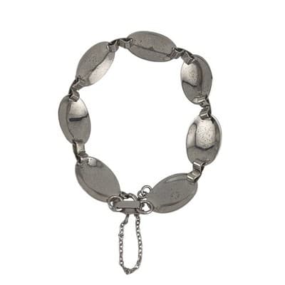 Vintage Bond Boyd Sterling Silver Etched Oval Panel Link Bracelet 7" Mid Century - Thumbnail 10