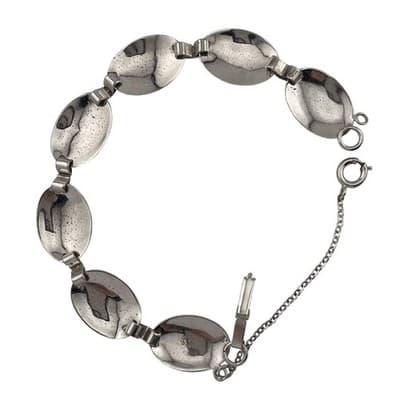 Vintage Bond Boyd Sterling Silver Etched Oval Panel Link Bracelet 7" Mid Century - Thumbnail 6