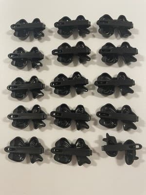 Vintage Lot Of 15 Girl’s Hair Clip Barrettes Bows Black Plastic 80’s 90’s Y2K - Thumbnail 3