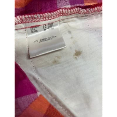 Escada Sport Linen Madras Capri Pants Pink Orange Plaid Size 34 XS S Vintage - Thumbnail 6