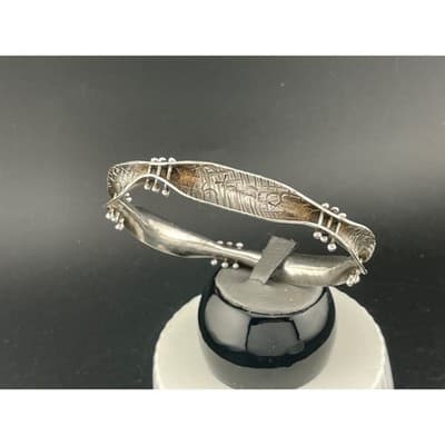 Handmade Vintage Sterling Silver Studio Modernist Biomorphic Bangle Bracelet - Thumbnail 7