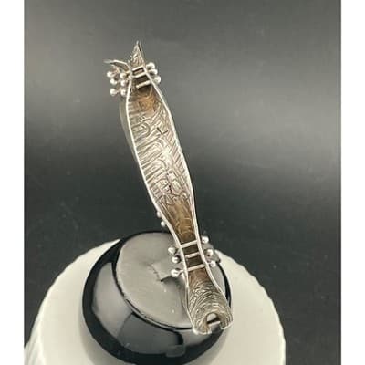 Handmade Vintage Sterling Silver Studio Modernist Biomorphic Bangle Bracelet - Thumbnail 9