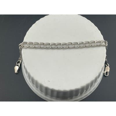 Vintage Italian Sterling Silver Double Rolo Link Bracelet 925 7.75" - Thumbnail 4