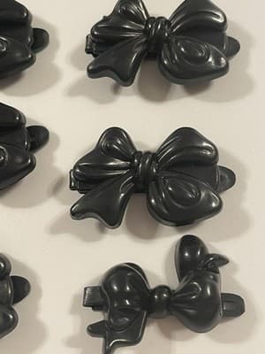 Vintage Lot Of 15 Girl’s Hair Clip Barrettes Bows Black Plastic 80’s 90’s Y2K - Thumbnail 2