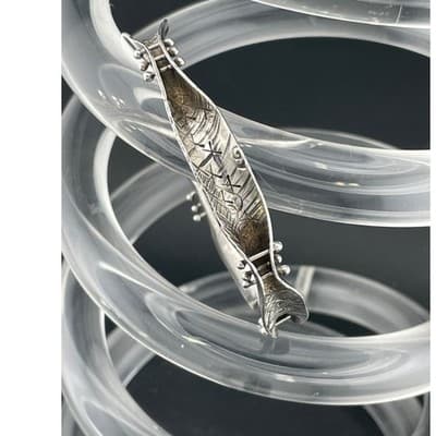 Handmade Vintage Sterling Silver Studio Modernist Biomorphic Bangle Bracelet - Thumbnail 3