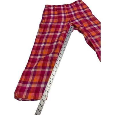 Escada Sport Linen Madras Capri Pants Pink Orange Plaid Size 34 XS S Vintage - Thumbnail 10