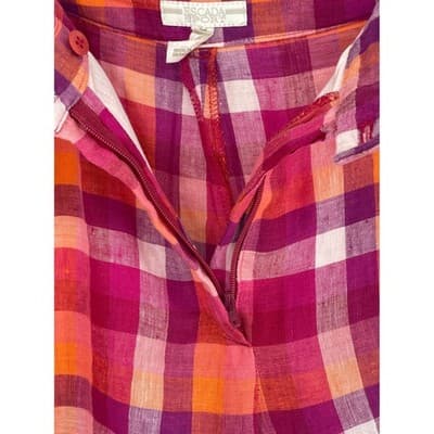 Escada Sport Linen Madras Capri Pants Pink Orange Plaid Size 34 XS S Vintage - Thumbnail 4