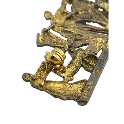 Vintage 800 Silver Gilt Centaur Mythology Panel Brooch Classical Scene Italy - Thumbnail 7