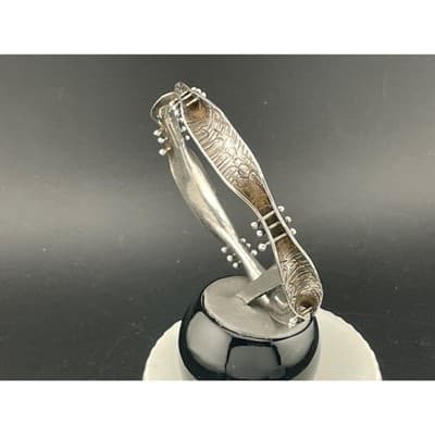 Handmade Vintage Sterling Silver Studio Modernist Biomorphic Bangle Bracelet - Thumbnail 6