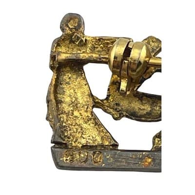 Vintage 800 Silver Gilt Centaur Mythology Panel Brooch Classical Scene Italy - Thumbnail 4