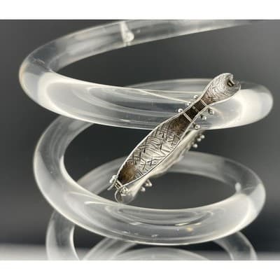 Handmade Vintage Sterling Silver Studio Modernist Biomorphic Bangle Bracelet - Thumbnail 2