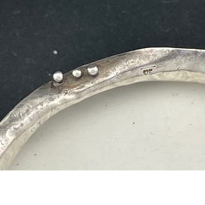 Handmade Vintage Sterling Silver Studio Modernist Biomorphic Bangle Bracelet - Thumbnail 18