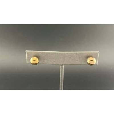 Vintage 14K Yellow Gold Ball Stud Earrings 7.8mm Minimal Sphere - Thumbnail 3