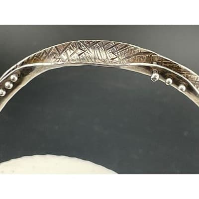 Handmade Vintage Sterling Silver Studio Modernist Biomorphic Bangle Bracelet - Thumbnail 17