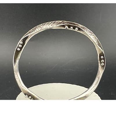 Handmade Vintage Sterling Silver Studio Modernist Biomorphic Bangle Bracelet - Thumbnail 15