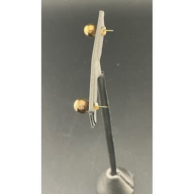 Vintage 14K Yellow Gold Ball Stud Earrings 7.8mm Minimal Sphere - Thumbnail 5
