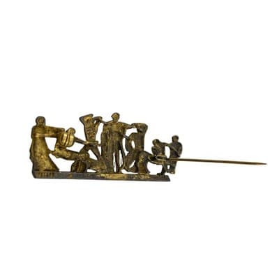 Vintage 800 Silver Gilt Centaur Mythology Panel Brooch Classical Scene Italy - Thumbnail 5