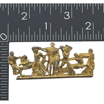 Vintage 800 Silver Gilt Centaur Mythology Panel Brooch Classical Scene Italy - Thumbnail 10