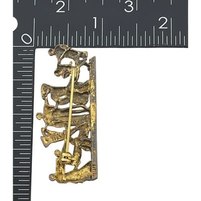 Vintage 800 Silver Gilt Centaur Mythology Panel Brooch Classical Scene Italy - Thumbnail 11