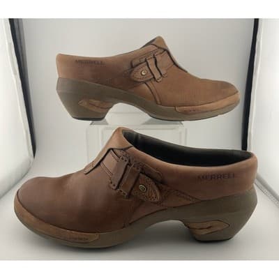 Merrell Dassie Stitch Brown Leather Comfort Clogs Slip On Women's 9 EU40 - Thumbnail 2