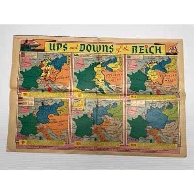 1939 May Pre-WWII Reich Map Pair "Ups and Downs of the Reich" Sunday News Color - Thumbnail 5
