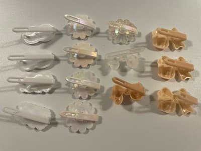 Vintage Lot Hair Clip Butterfly Flower Bows White Iridescent Holo 80s 90s Y2K - Thumbnail 8