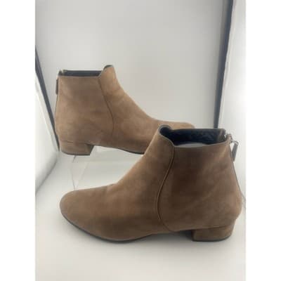 Prada Taupe Suede Ankle Booties Brown Boots Low heel size 39 8.5 women's EUC - Thumbnail 2