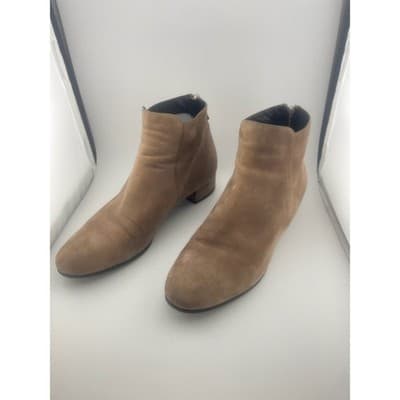 Prada Taupe Suede Ankle Booties Brown Boots Low heel size 39 8.5 women's EUC - Thumbnail 5