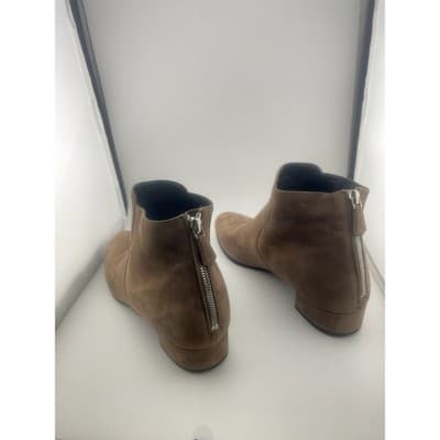 Prada Taupe Suede Ankle Booties Brown Boots Low heel size 39 8.5 women's EUC - Thumbnail 6