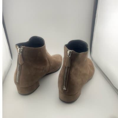 Prada Taupe Suede Ankle Booties Brown Boots Low heel size 39 8.5 women's EUC - Thumbnail 7