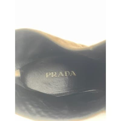 Prada Taupe Suede Ankle Booties Brown Boots Low heel size 39 8.5 women's EUC - Thumbnail 11