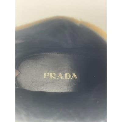 Prada Taupe Suede Ankle Booties Brown Boots Low heel size 39 8.5 women's EUC - Thumbnail 12